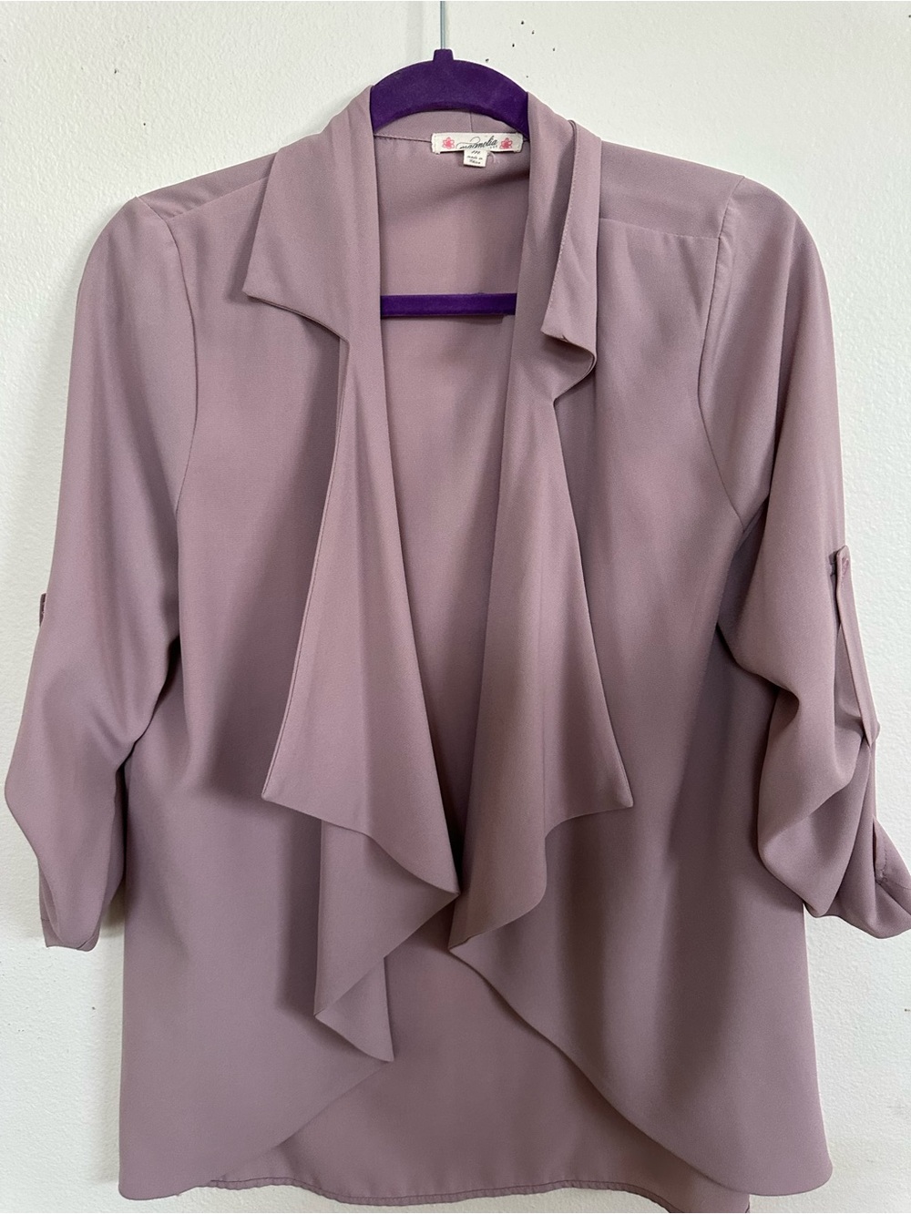 Magnolia Dusty Mauve Draped Open-Front Blouse
